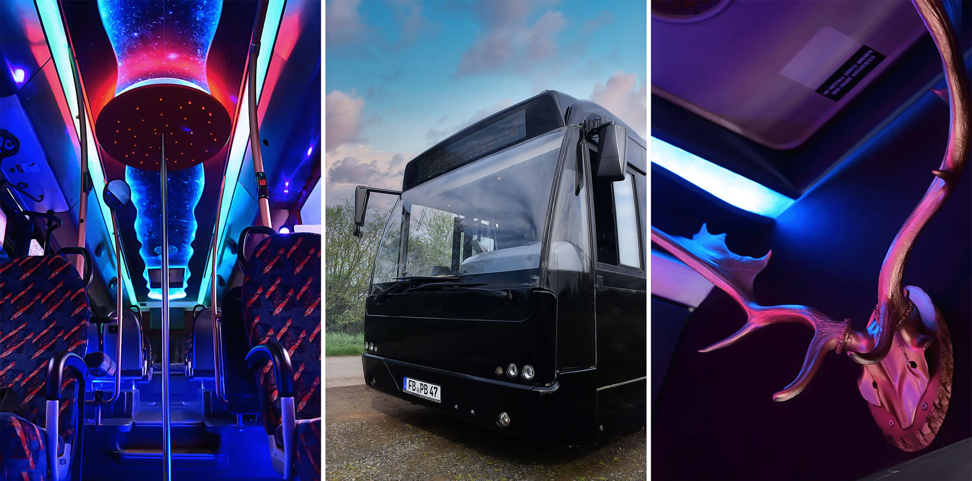 Big Black Partybus in Frankfurt am Main mieten / Rent the Big Black party bus in Frankfurt am Main